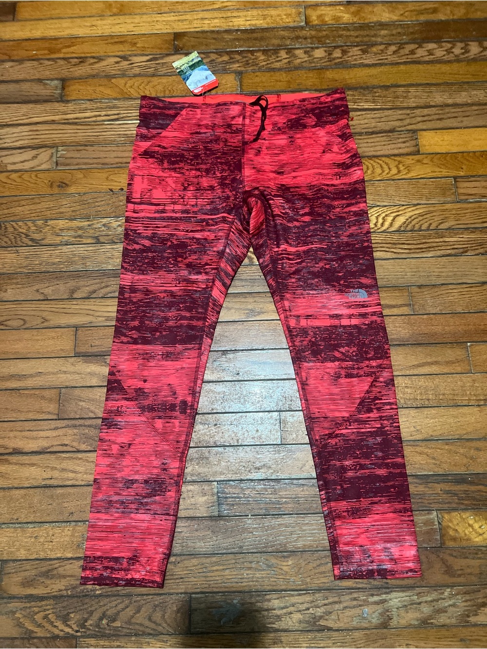 The North Face Women's Athletic Tights XL Red Black Abstract -Stretch